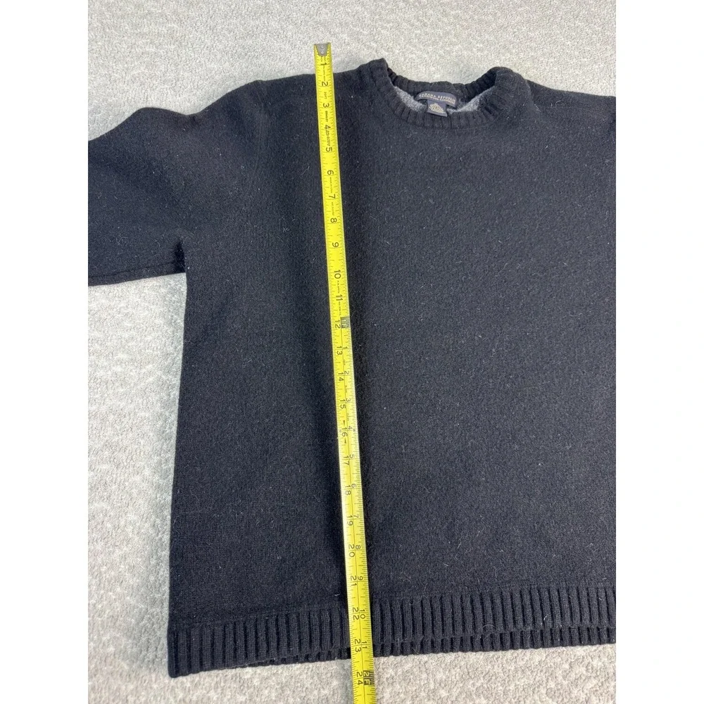 Banana Republic Sweater Mens L Black Lambswool Cashmere‎ Elbow Patch Crewneck